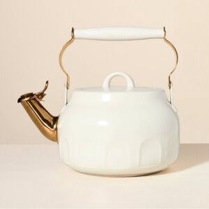 2qt Stainless Steel Arch Cutout Teapot Cream
-